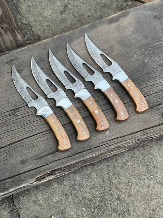 Custom Handmade Damascus Steel Gutting Knife – Rosewood Handle - The Snag Bin