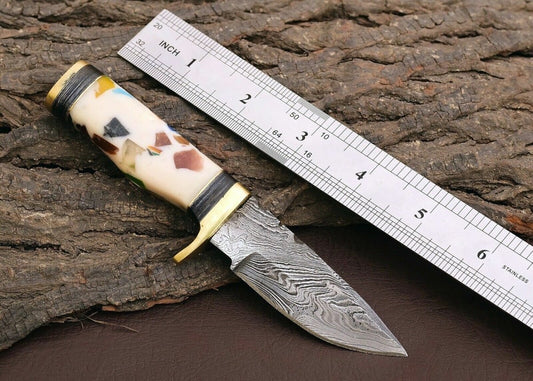 Custom Handmade Damascus Steel Outdoor Knife – 3" Blade - The Snag Bin