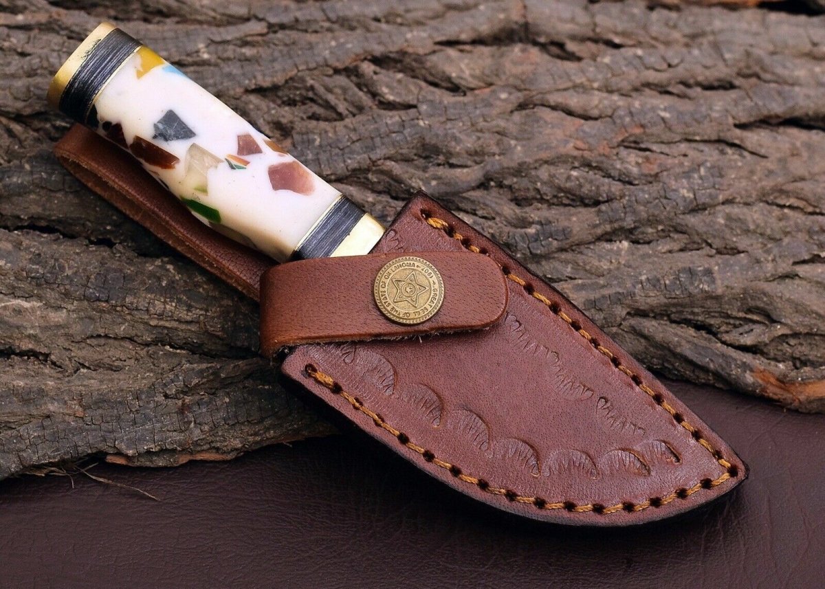 Custom Handmade Damascus Steel Outdoor Knife – 3" Blade - The Snag Bin