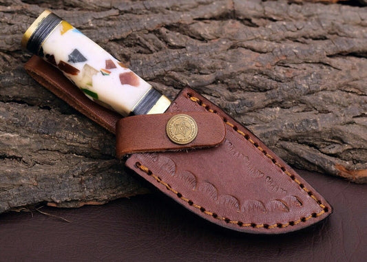 Custom Handmade Damascus Steel Outdoor Knife – 3" Blade - The Snag Bin