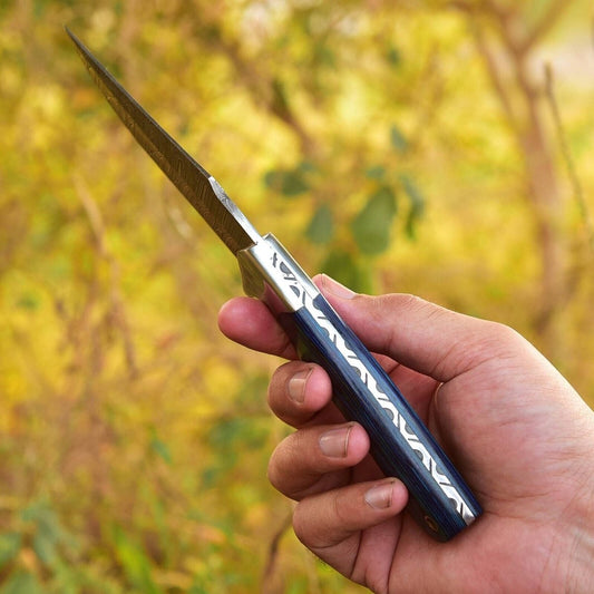 Custom Handmade Damascus Steel Skinning Blade - 4.5" - The Snag Bin