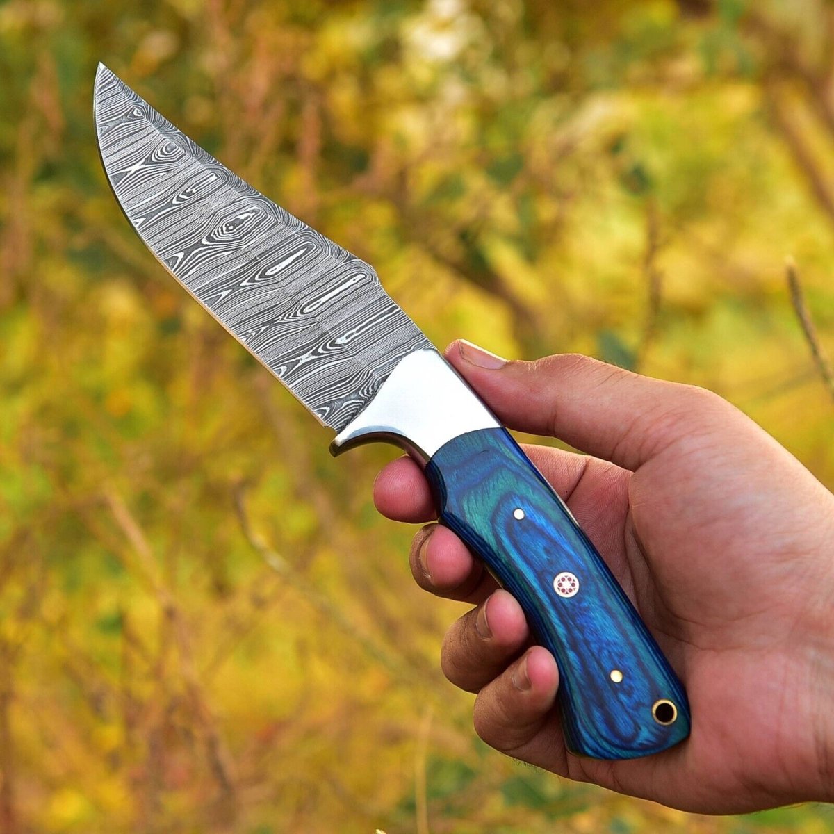 Custom Handmade Damascus Steel Skinning Blade - 4.5" - The Snag Bin