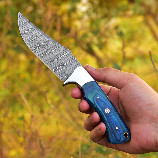Custom Handmade Damascus Steel Skinning Blade - 4.5" - The Snag Bin