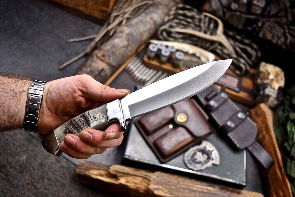 Custom Handmade J2 Steel Skinner Knife – Sheep Horn Handle - The Snag Bin