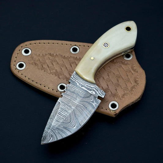 Custom Handmade Skinning Knife with Camel Bone Handle - The Snag Bin