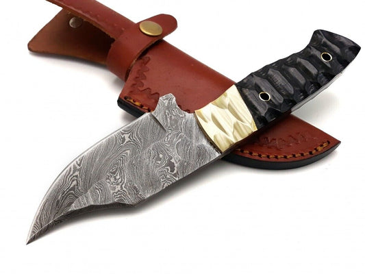 Custom Handmade Skinning Knife with Resin & Brass Handle - The Snag Bin