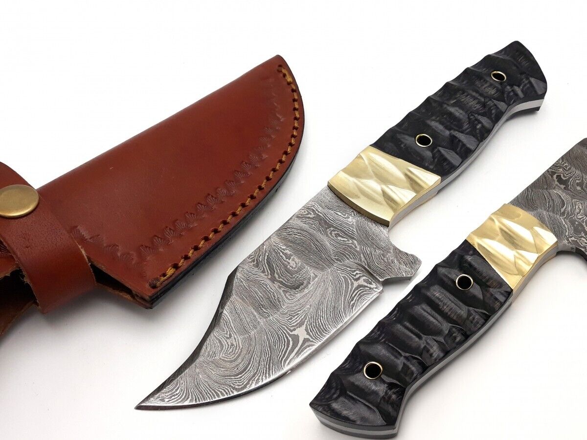 Custom Handmade Skinning Knife with Resin & Brass Handle - The Snag Bin