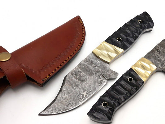 Custom Handmade Skinning Knife with Resin & Brass Handle - The Snag Bin