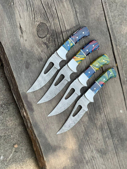 Custom Handmade Small Hunting Knife – Damascus Steel Blade - The Snag Bin