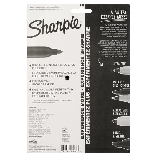 Super Permanent Markers, Fine Point, Black, 6 Count – Free Shipping e56fca893e49a2fca75b31ba402e7b06