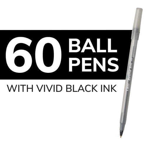 round Stic Xtra Life Ballpoint Pen, Medium Point, 1.0 Mm, Black Ink, 60 Count – Free Shipping ec1c11b3c88c924580dac143c91cde69