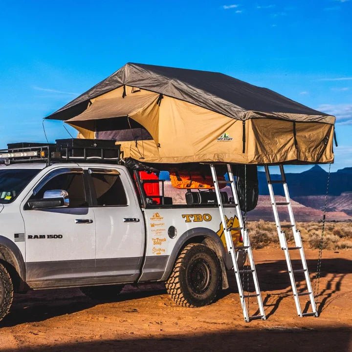 Elite Rooftop Tent with Annex Room – 4–5 Person – Tan – Overland Family Tent - The Snag Bin