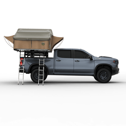 Elite Rooftop Tent with Annex Room – 4–5 Person – Tan – Overland Family Tent - The Snag Bin
