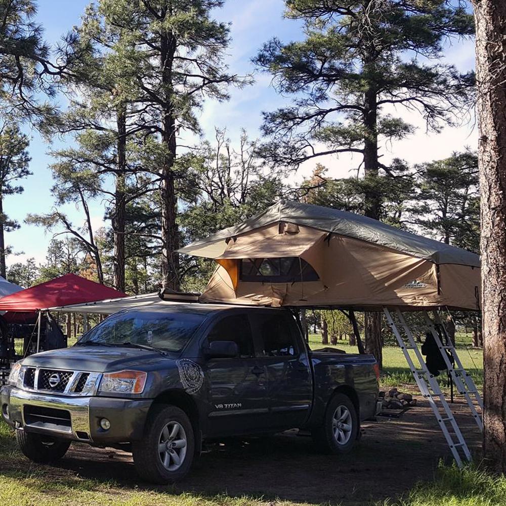 Elite Rooftop Tent with Annex Room – 4–5 Person – Tan – Overland Family Tent - The Snag Bin