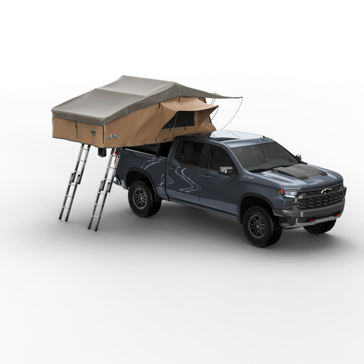 Elite Rooftop Tent with Annex Room – 4–5 Person – Tan – Overland Family Tent - The Snag Bin