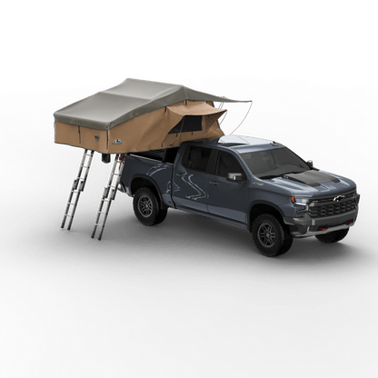 Elite Rooftop Tent with Annex Room – 4–5 Person – Tan – Overland Family Tent - The Snag Bin