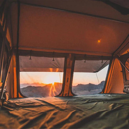 Elite Rooftop Tent with Annex Room – 4–5 Person – Tan – Overland Family Tent - The Snag Bin