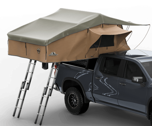 Elite Rooftop Tent with Annex Room – 4–5 Person – Tan – Overland Family Tent - The Snag Bin