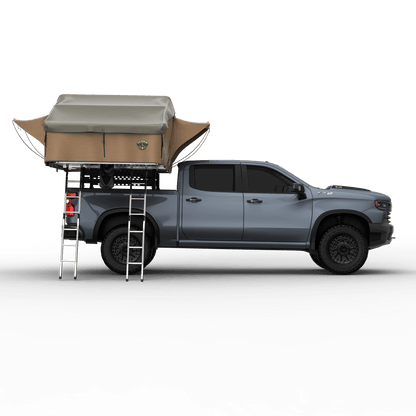 Elite Rooftop Tent with Annex Room – 4–5 Person – Tan – Overland Family Tent - The Snag Bin