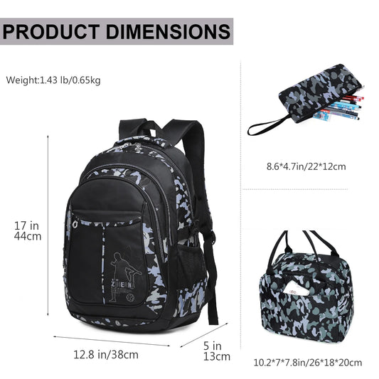 Camo Gray Backpack Set for Teen with Lunch Bag and Pencil Case Water Resistant Lightweight Large Bookbag – Free Shipping f8fd46621ed91f132ab2268f8adfccf2
