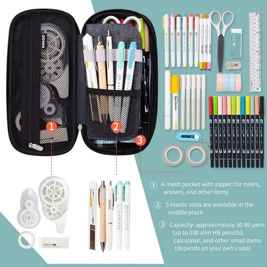 Large Capacity Colored Canvas Pencil Case - Storage Pouch Marker Pen Big Stationery Case Simple Great Bag Holder for Middle High School Office College Student Unisex Adult Teen Gift (Gray) – Free Shipping fbb0d5bfb4abf06a88bd6ff0d2336ddc