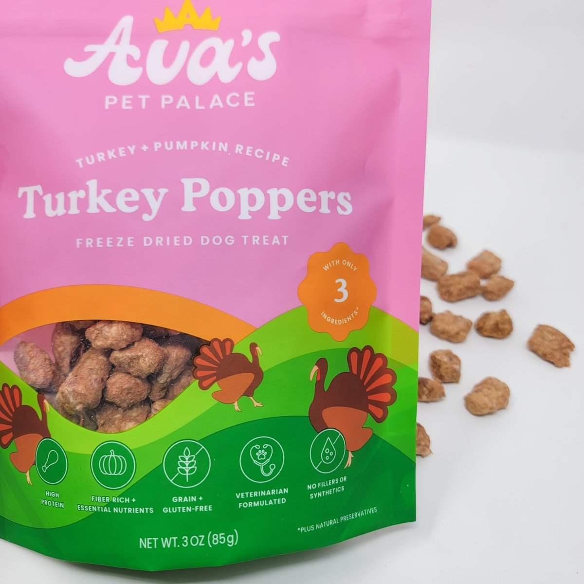 Freeze Dried Dog Treats - Turkey Poppers - The Snag Bin