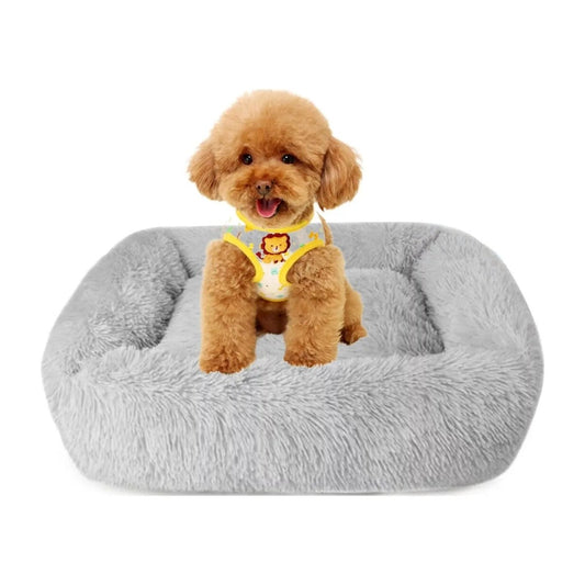 Gray Plush Bed for Cats and Dogs - The Snag Bin