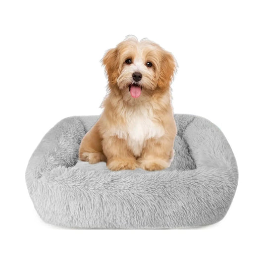 Gray Plush Bed for Cats and Dogs - The Snag Bin