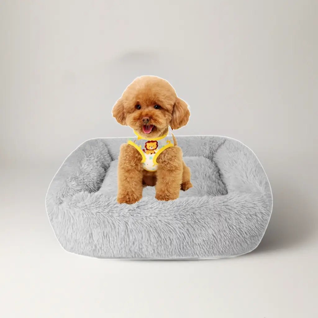 Gray Plush Bed for Cats and Dogs - The Snag Bin