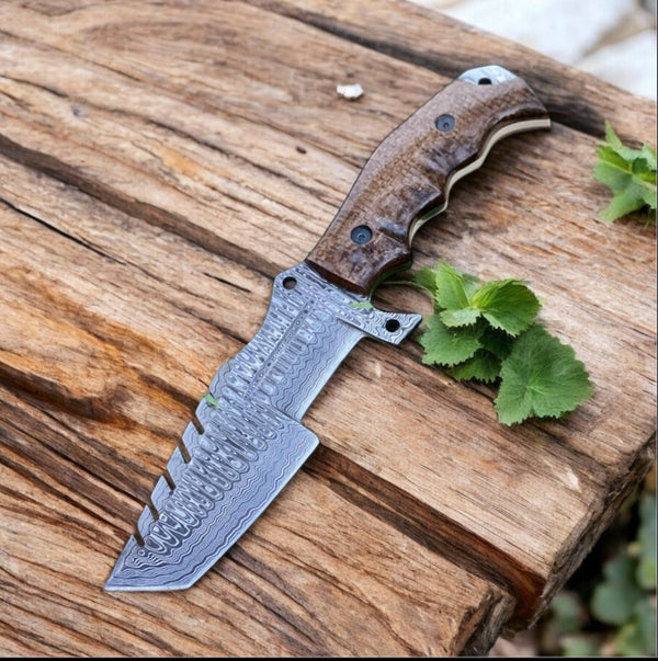Handmade Tom Brown Tracker Knife – Damascus Steel Blade with G10 Handle - The Snag Bin