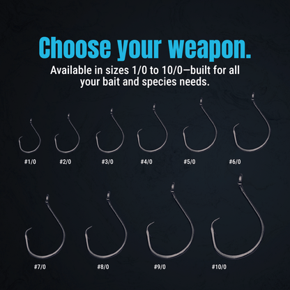 Heavyweight Catfish Circle Hooks - Offset Octopus Hooks (25 Pack) - The Snag Bin