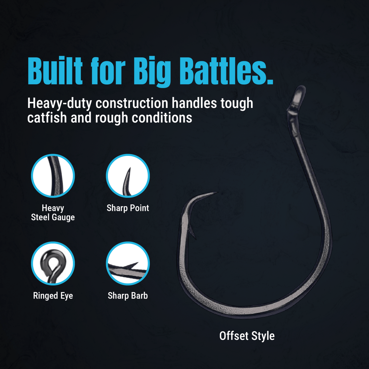 Heavyweight Catfish Circle Hooks - Offset Octopus Hooks (25 Pack) - The Snag Bin