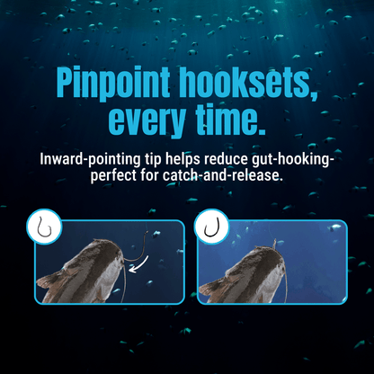 Heavyweight Catfish Circle Hooks - Offset Octopus Hooks (25 Pack) - The Snag Bin