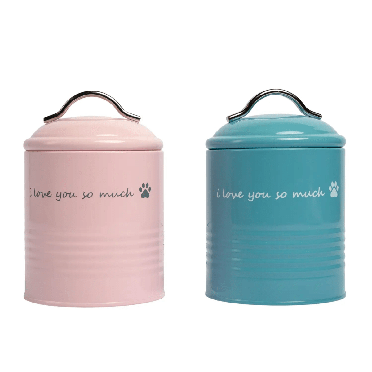 "I Love You So Much" Dog Treat Canister Dog Gift Set – Pink & Blue - The Snag Bin