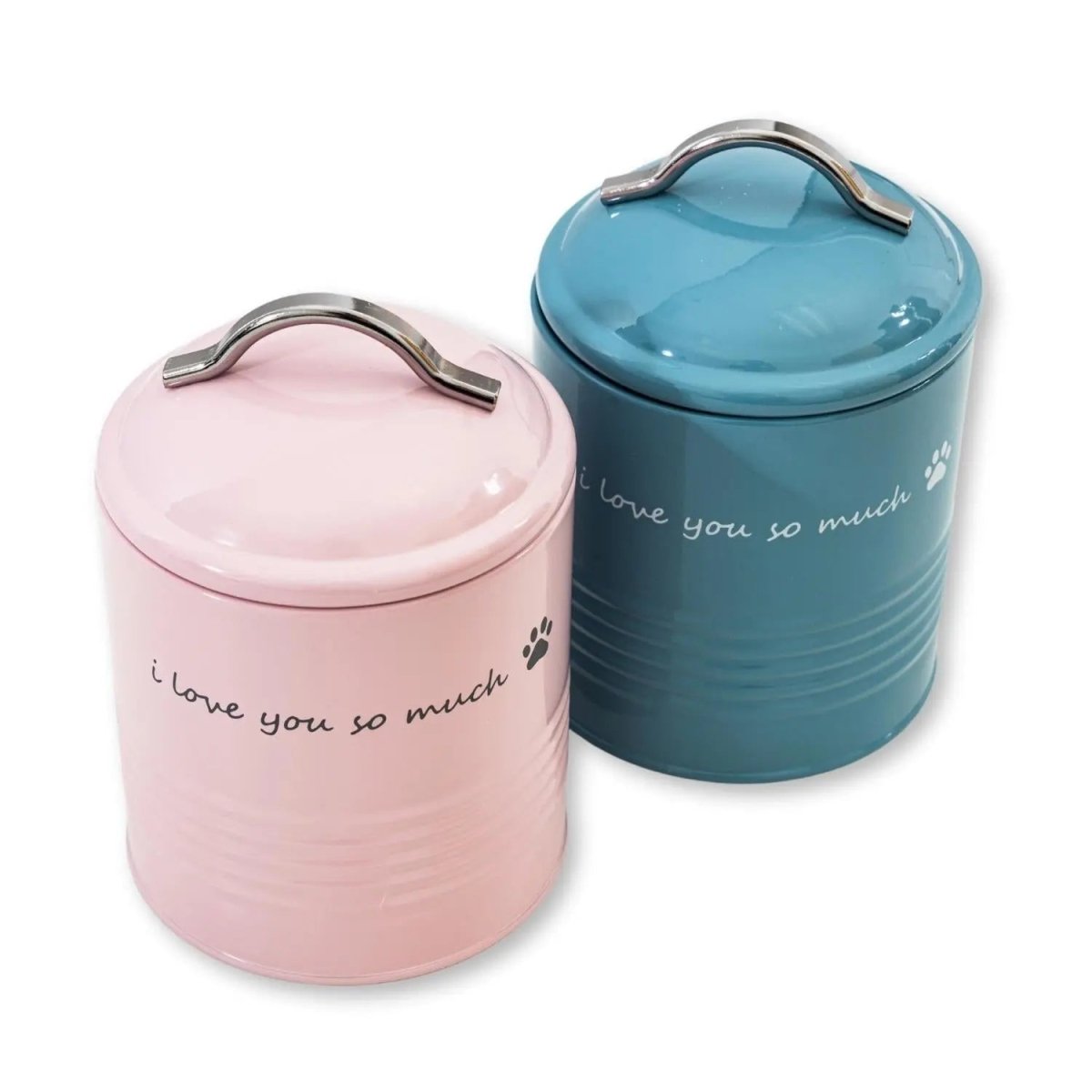 "I Love You So Much" Dog Treat Canister Dog Gift Set – Pink & Blue - The Snag Bin
