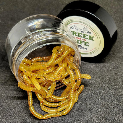 Jar of 0.5" Inch Micro Maggot Fly Larvae "The Apple Maggot" - The Snag Bin