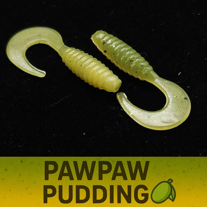Jar of 1" Micro Curl Tail Grub "The Tennessee Twister" - The Snag Bin