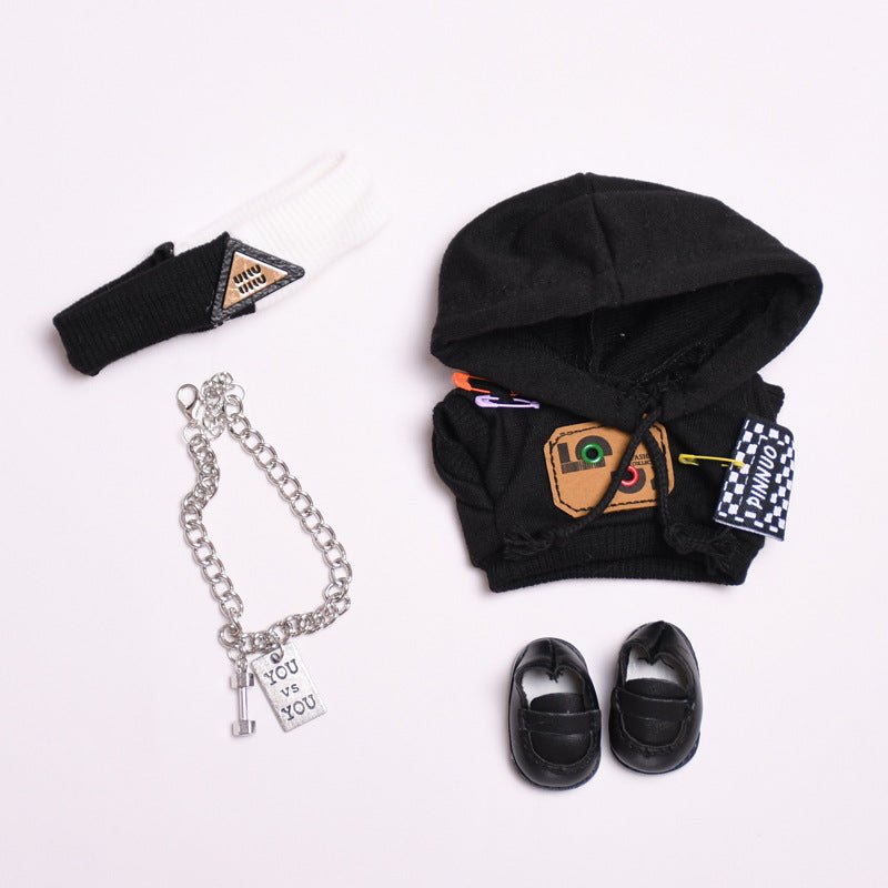 Labubu 17cm Black Sweatshirt Outfit for Vinyl Pendant & Blind Box Dolls【Apparel Only]