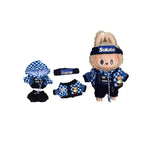 Labubu 17cm Blue Plaid Sweatshirt Outfit, Casual Keychain Fashion Set for Labubu Dolls【Apparel Only]