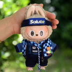 Labubu 17cm Blue Plaid Sweatshirt Outfit, Casual Keychain Fashion Set for Labubu Dolls【Apparel Only]