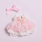 Labubu 17cm Pink Bowknot Gauze Dress, Cute Princess Outfit【Apparel Only]