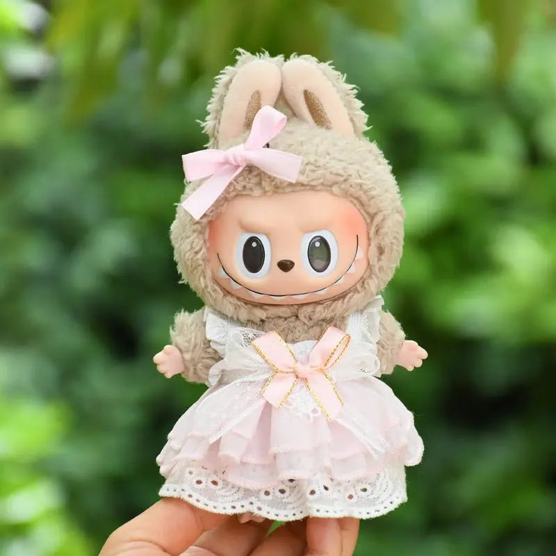 Labubu 17cm Pink Bowknot Gauze Dress, Cute Princess Outfit【Apparel Only]