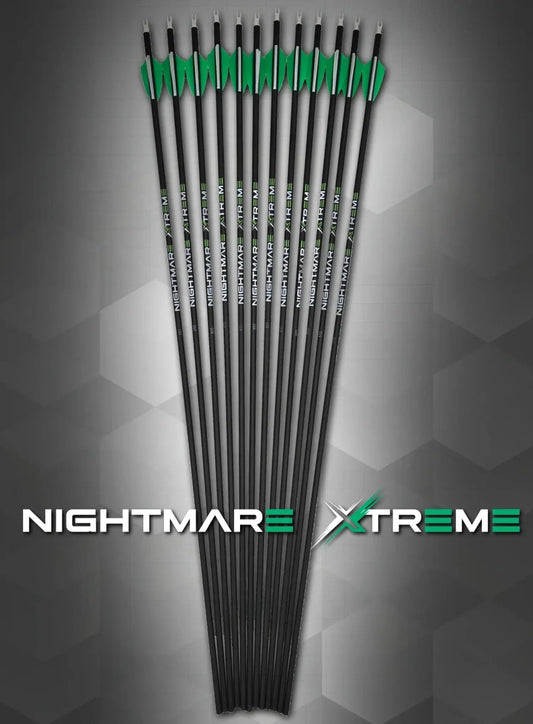 Nightmare Xtreme 2.0 300 / 350 / 400/ 500 spine Arrow 12/Pack Fletched - The Snag Bin