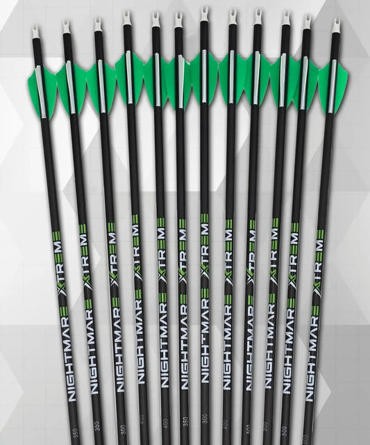 Nightmare Xtreme 2.0 300 / 350 / 400/ 500 spine Arrow 12/Pack Fletched - The Snag Bin