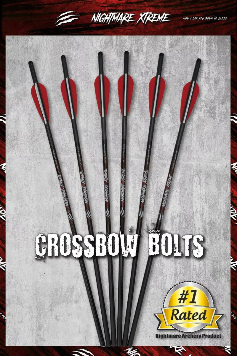 NIGHTMARE XTREME Crossbow Bolts Carbon Half Moon Nocks 6Pcs 20" - The Snag Bin