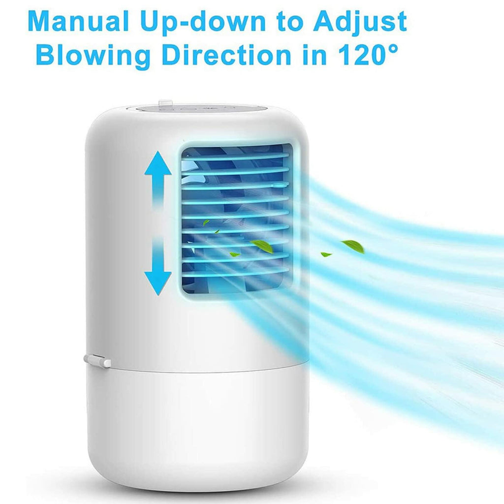 Portable Air Conditioner Cooler Humidifier 3 Speeds 7 Colors 500ML White