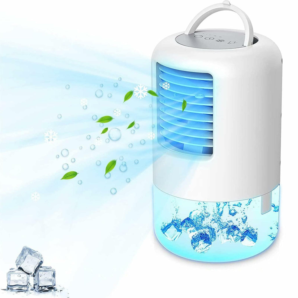 Portable Air Conditioner Cooler Humidifier 3 Speeds 7 Colors 500ML White