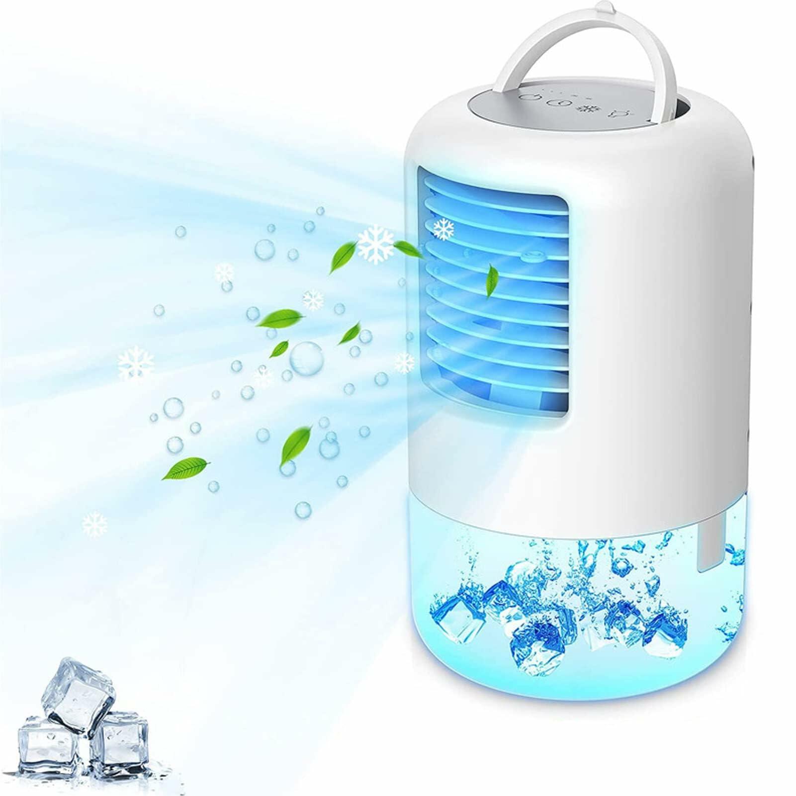 Portable Air Conditioner Cooler Humidifier 3 Speeds 7 Colors 500ML White