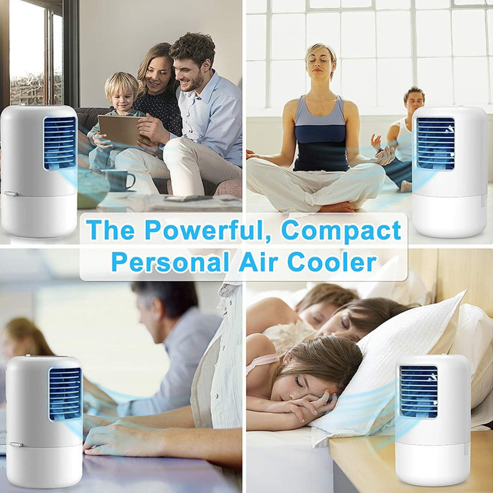 Portable Air Conditioner Cooler Humidifier 3 Speeds 7 Colors 500ML White