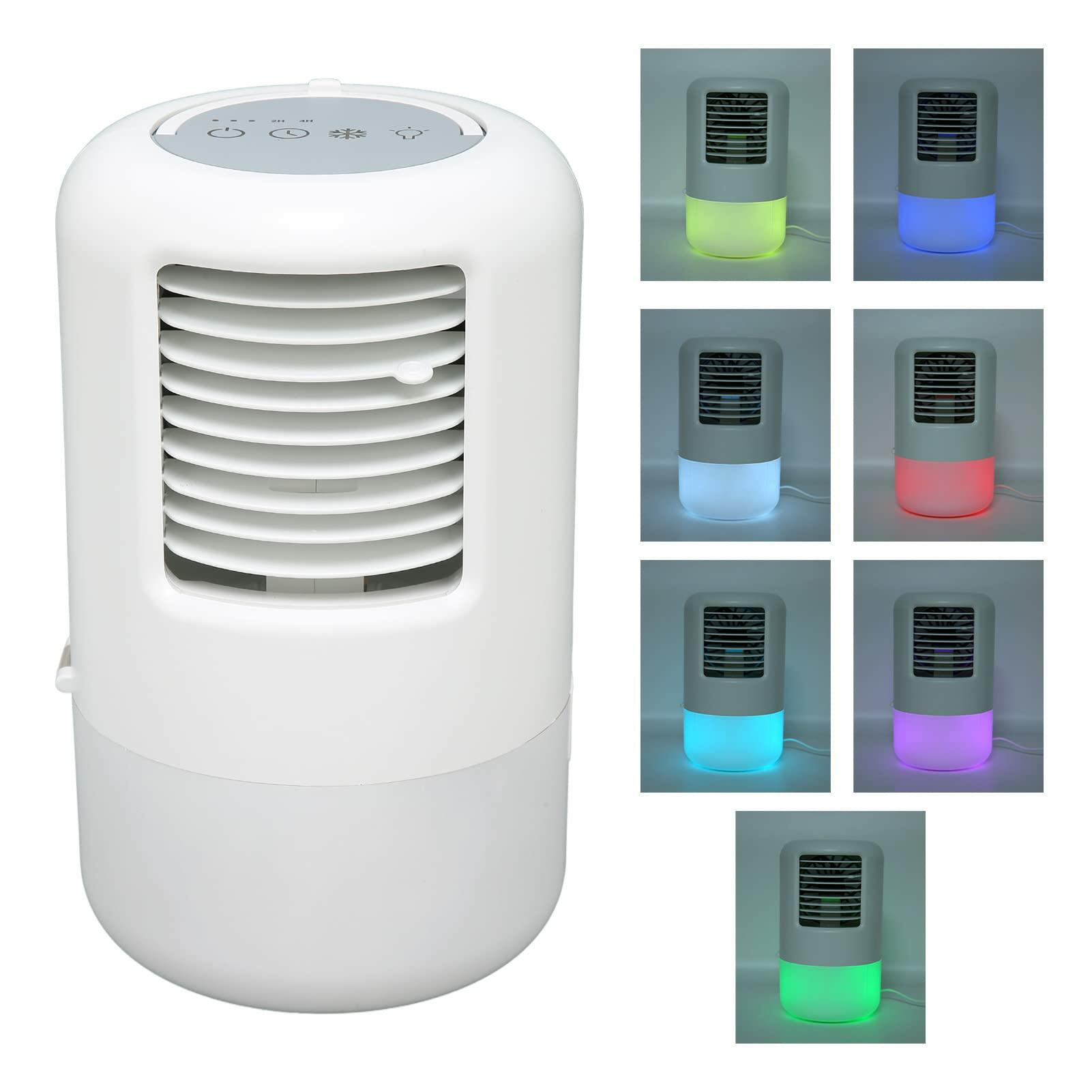 Portable Air Conditioner Cooler Humidifier 3 Speeds 7 Colors 500ML White